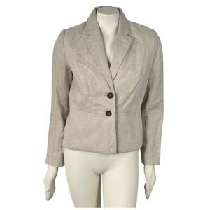 DS By Debbie Shuchat 100% Linen Blazer Button Front Khaki Workwear Career Size 4